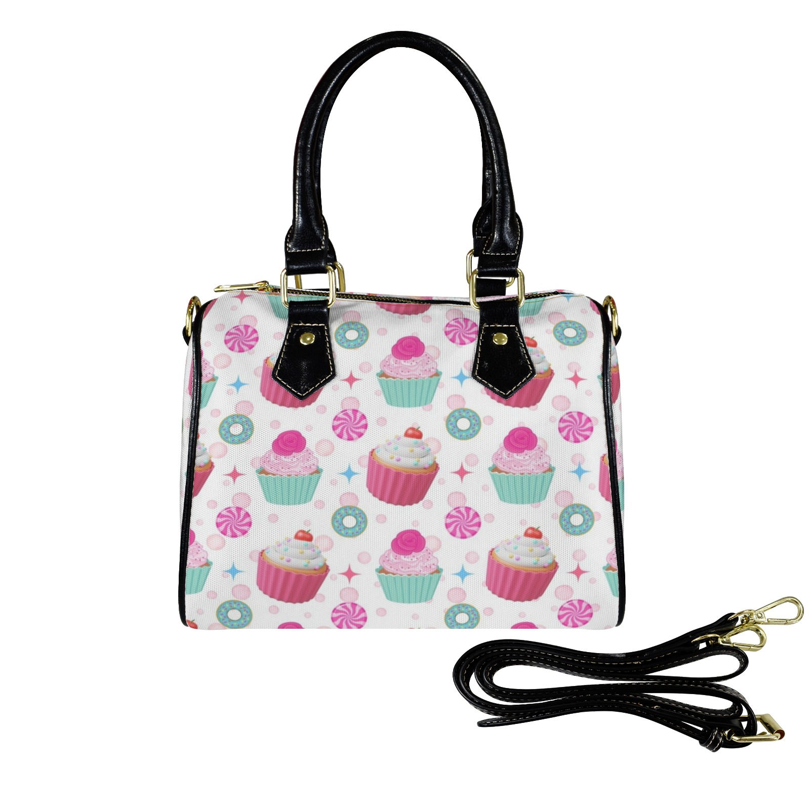 Yummy Delight - Artistic Inspired Girly Boston PU Leather Shoulder Bag.