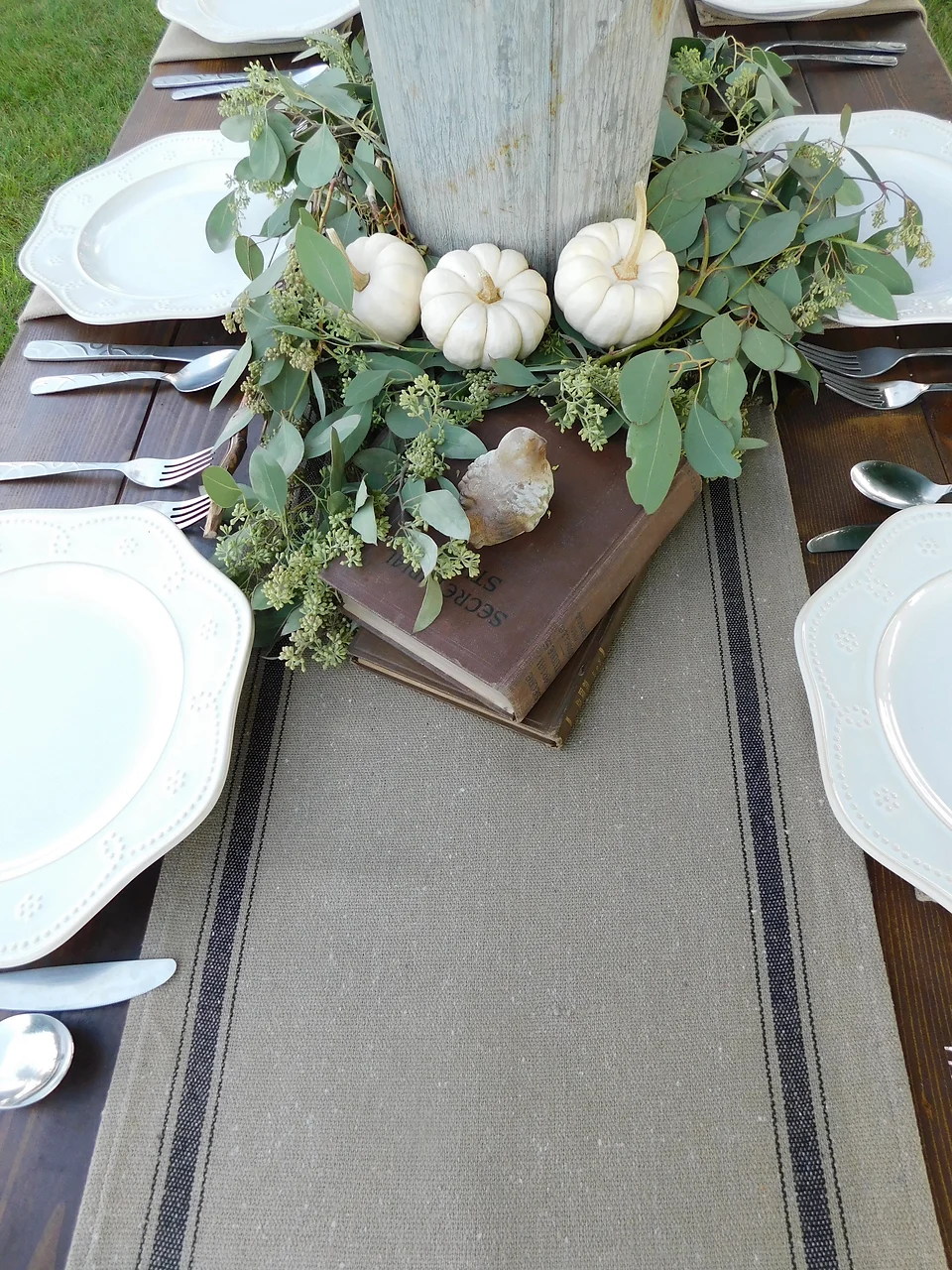 Grain Sack Table Runner Brown Grain Sack Fabric Black Stripe