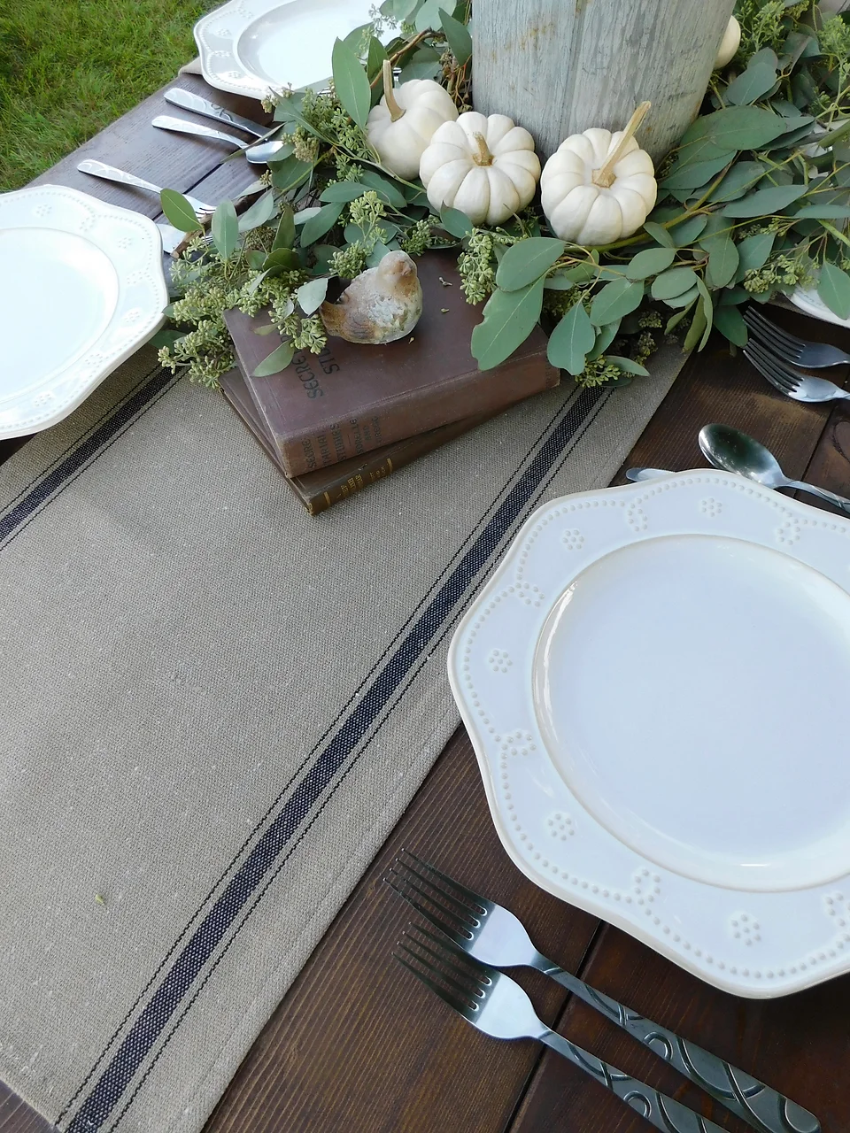 Grain Sack Table Runner Brown Grain Sack Fabric Black Stripe
