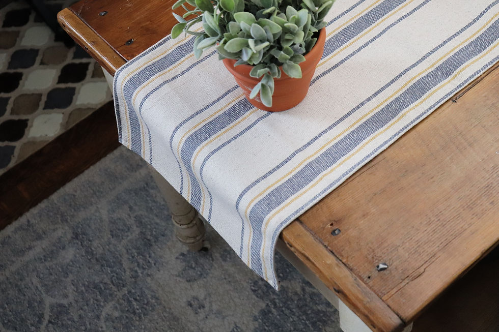 Table Runner - Blue & Mustard Stripe