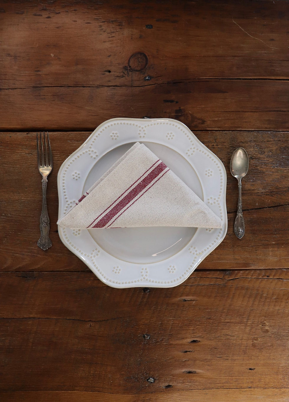 Thumbnail: Grain Sack Napkin - Burgundy 3 Stripe