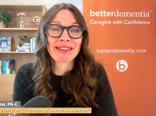 Amy Shaw, PA-C, discussing dementia caregiving and early signs of dementia during a podcast interview with All Home Care Matters