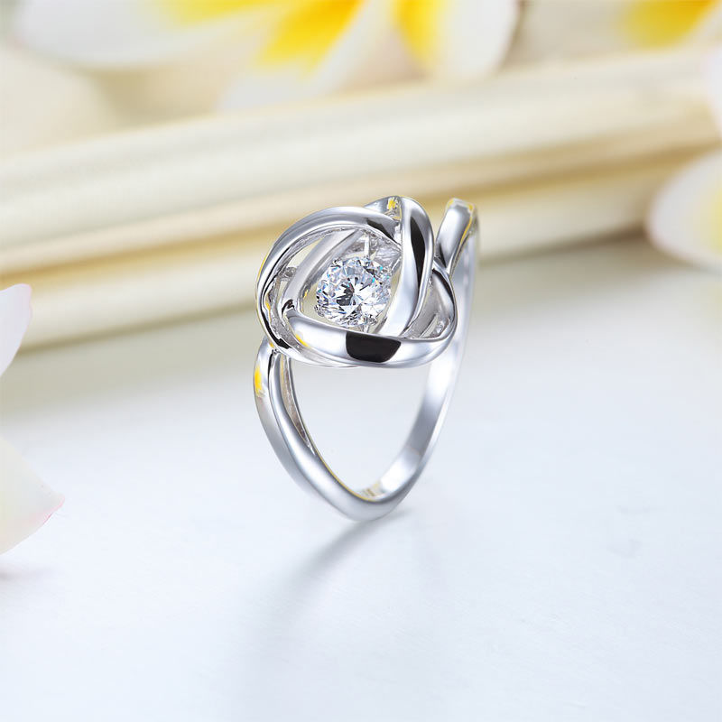 Thumbnail: Dancing Stone Woven Knot Ring | 925 Sterling Silver | Sizes 5 6 7