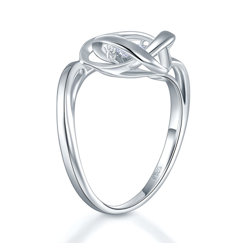 Thumbnail: Dancing Stone Woven Knot Ring | 925 Sterling Silver | Sizes 5 6 7
