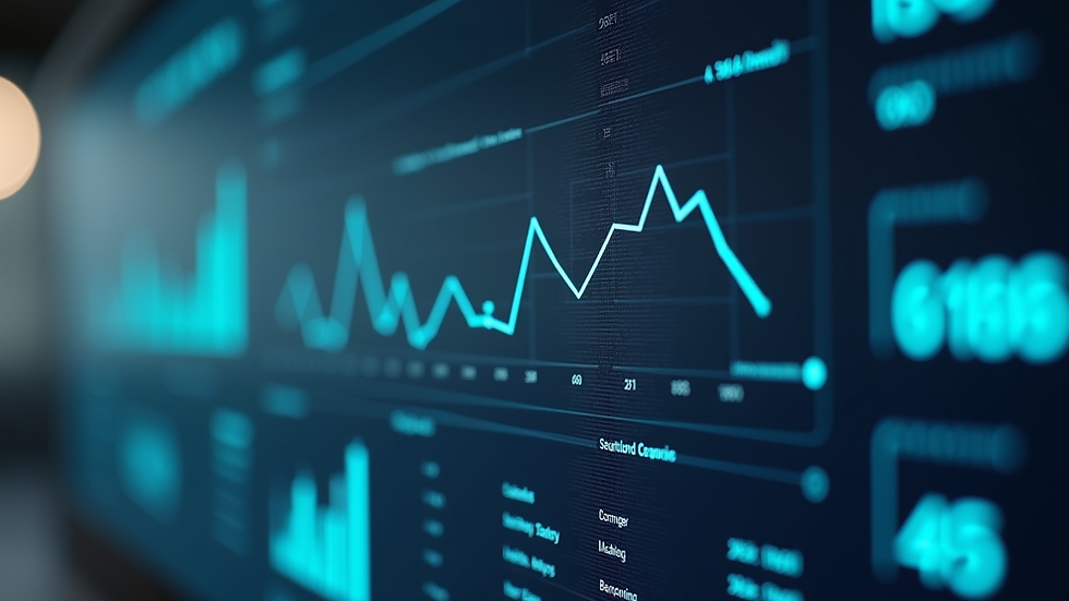 Close-up view of a digital dashboard displaying supply chain metrics