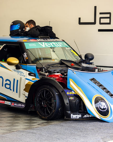MINI Challenge JCW in the paddock being prepped.