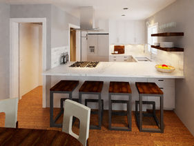 kitchen with open shelving