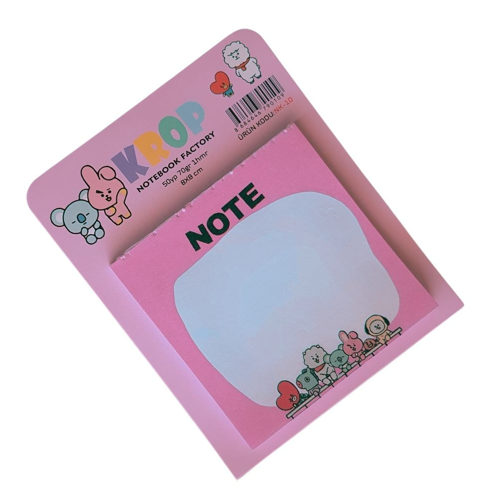 Pembe Renk Kopartmalı Neon Not Kağıdı 8x8 cm
