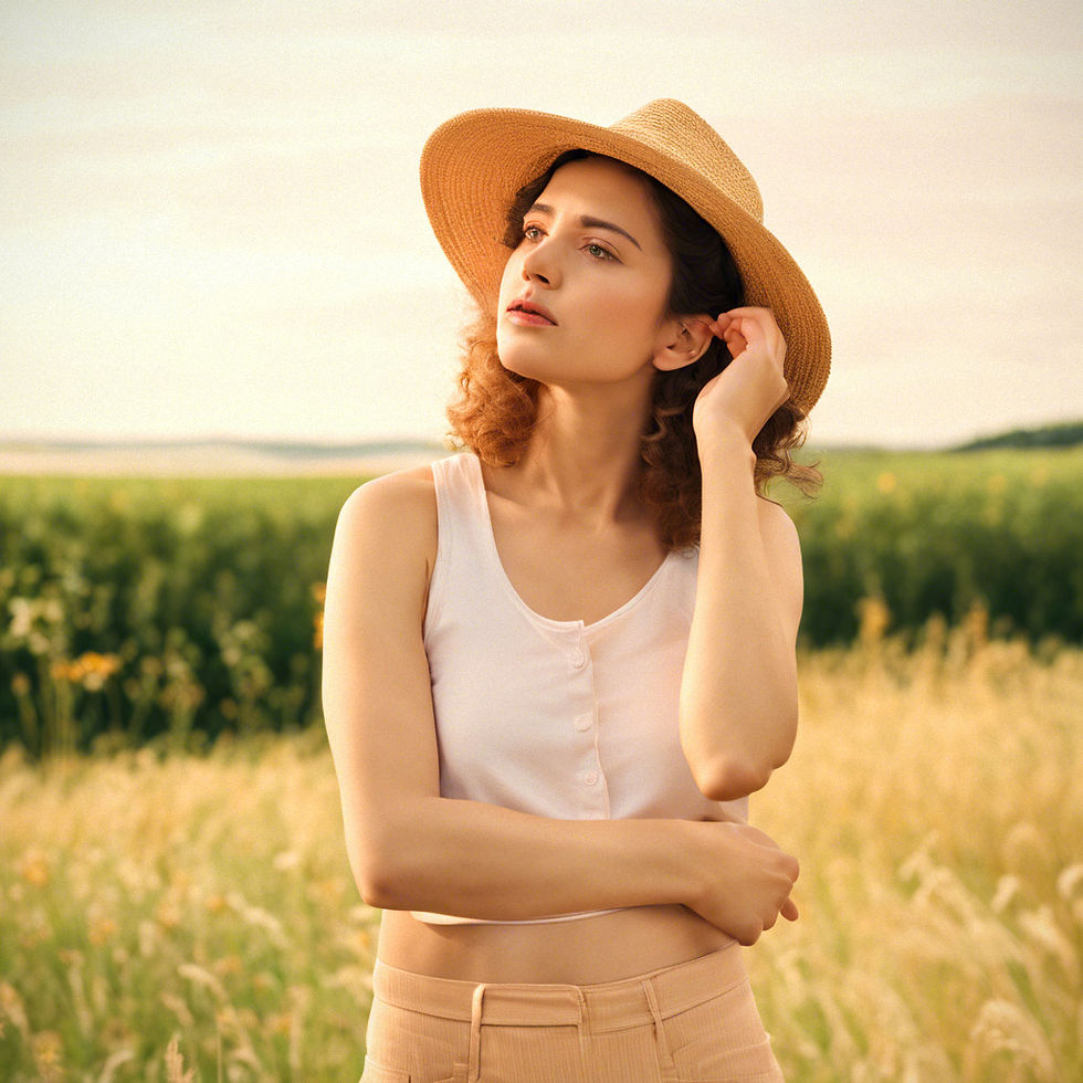 Woman in summertime looking confused