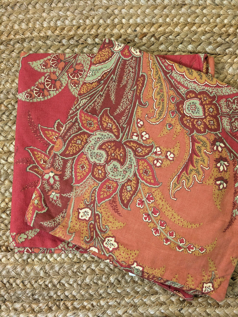 Pottery Barn Madeline Euro Sham Linen Red Green Terracotta Palampore 24in