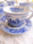 Blue Italian "Girl at Well" The Spode Blue room Collection, Cups and Saucer Set