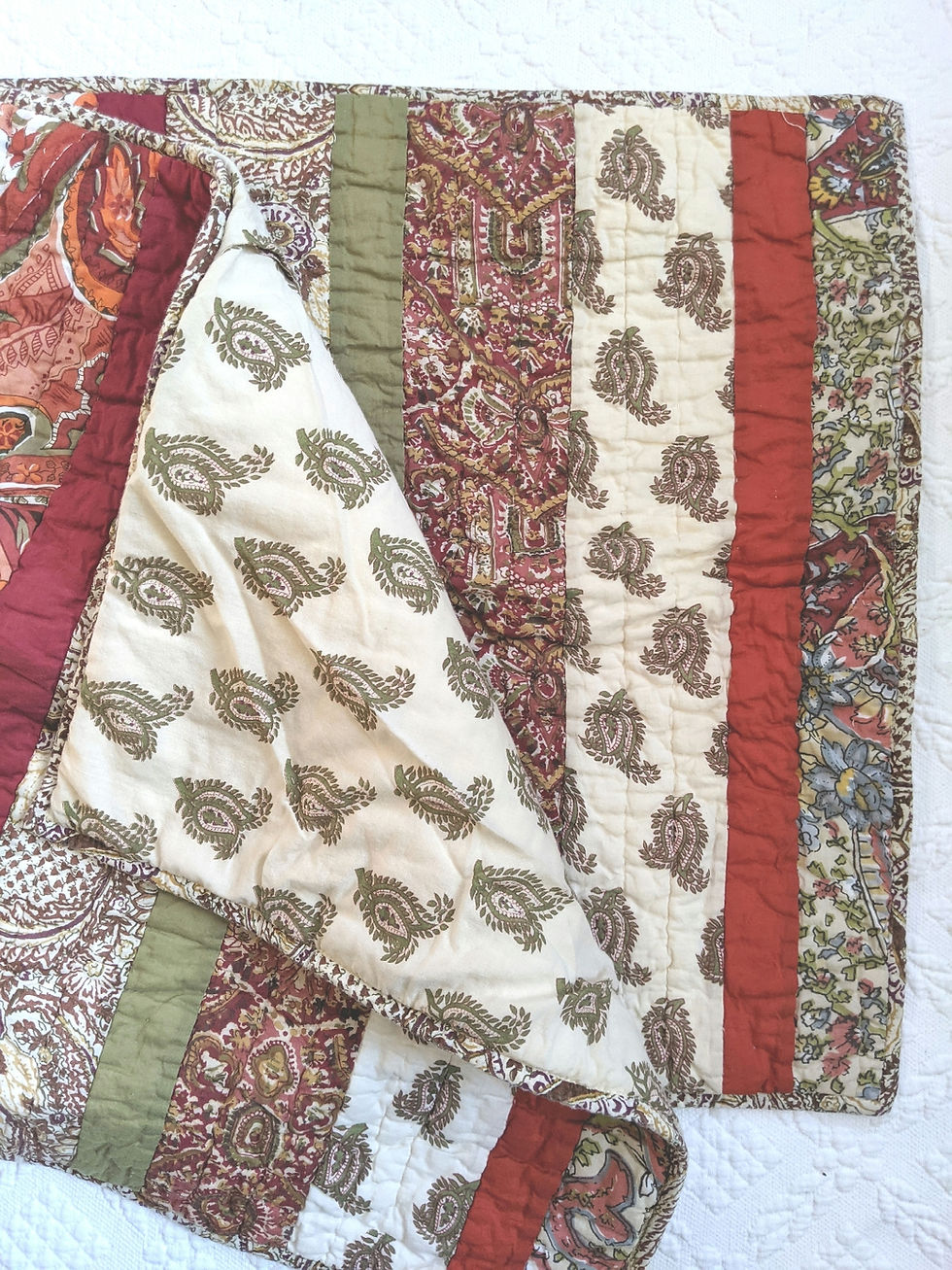 Pottery Barn Quilted Standard Pillow Sham Pair Batik Cream Pink Green