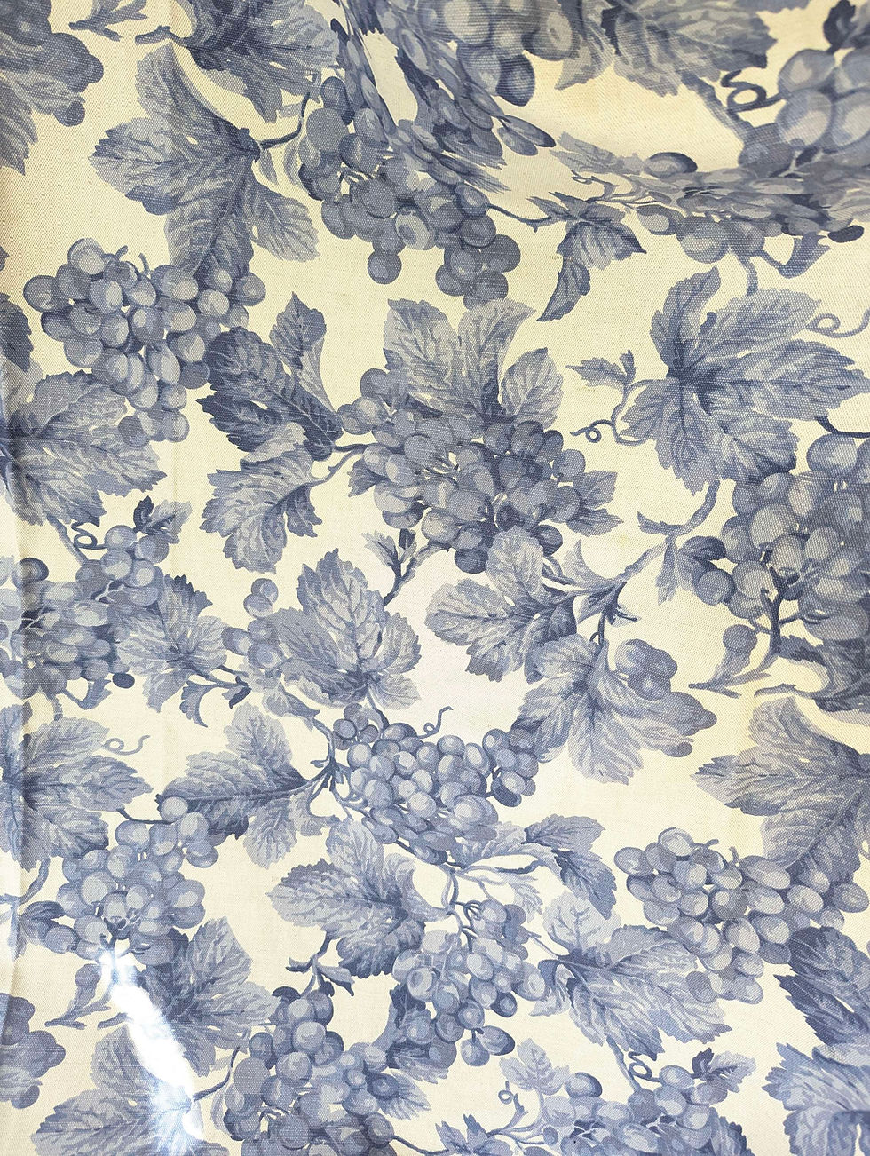 Thumbnail: Williams Sonoma Blue Toscana Grapes Tablecloth Italy New 70x108 Cotton Linen