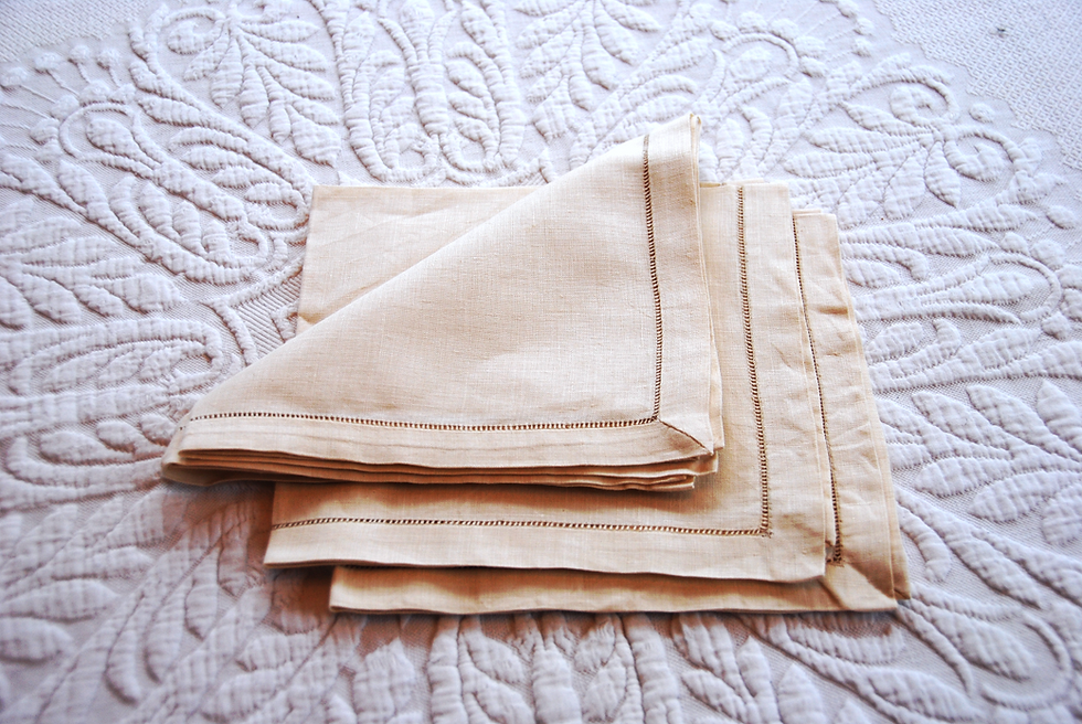 Thumbnail: Benj. M. Jahar & Sons Hand Embroidered Linen Placemats/Napkins Set of 4