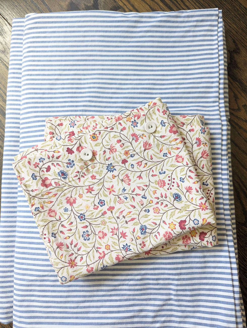 Thumbnail: Ikea Nyponros Full Duvet Cover Case Pair Blue Striped Cotton 80Lx83W