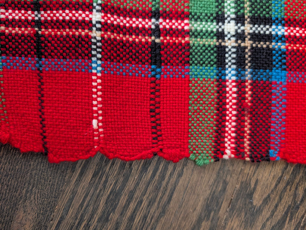 Thumbnail: Holiday Table Runner Wool Plaid 14x47in Fringe Red Green