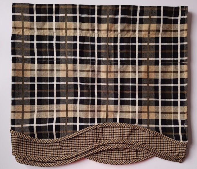 Waverly Holbrook Valance Plaid Black Tan Cream Double Layers 78" x 17.5"