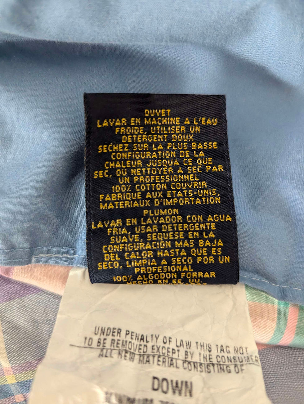 Thumbnail: Ralph Lauren Madras Plaid Queen Down Comforter Pastel Pink Blue