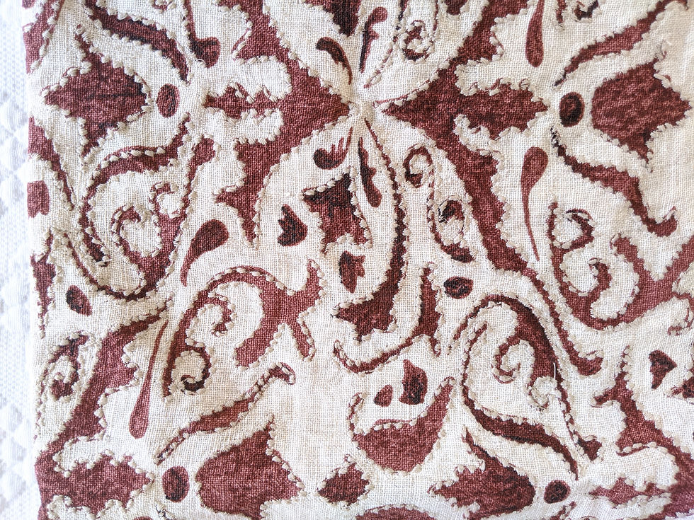 Thumbnail: Pottery Barn Linen Rust Cream Embroidered Pillow Cover 22inch