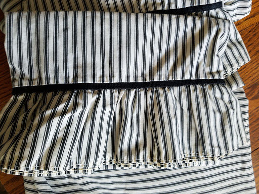 Thumbnail: Waverly Ticking Twin Sheet 4 Pc Set Flat Fitted Std Case Pair Black Cream