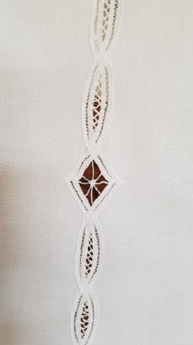 Thumbnail: Battenburg Cafe Curtain Panels White Cotton 37" L x 29" W