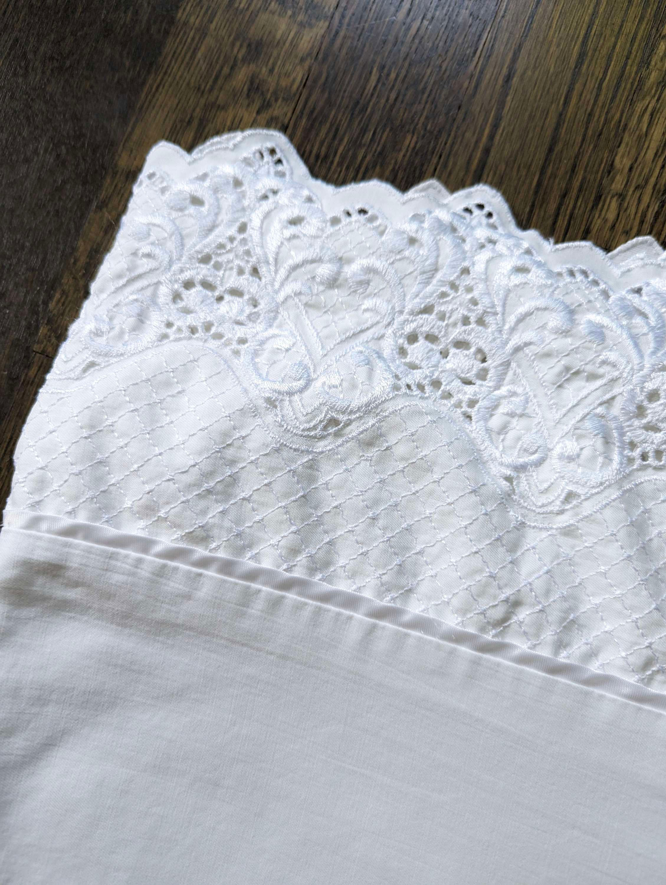 Vintage Cannon Mills Flat Sheet King Size White Wide Trim Cotton