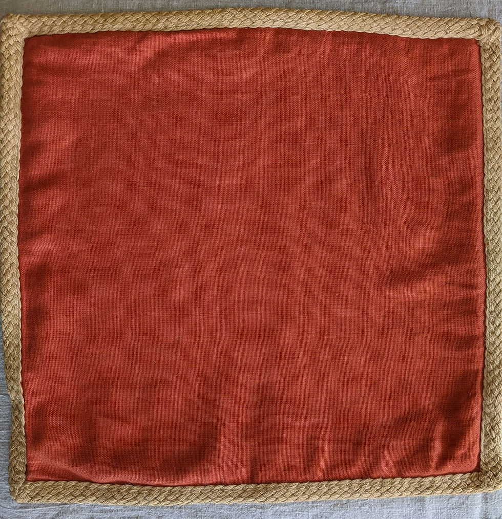 Pottery Barn Cotton Linen Pillow Cover 20in Barn Red Jute Trim New