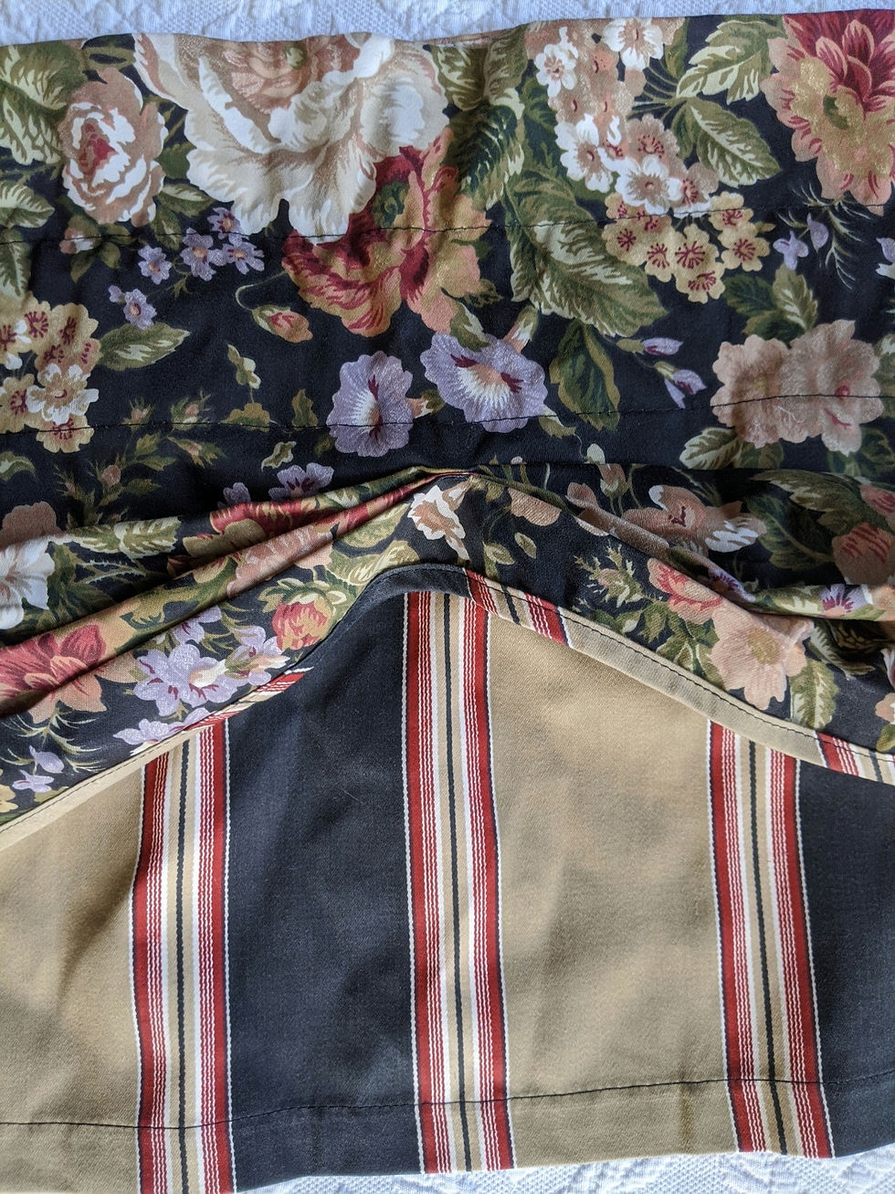 Thumbnail: Waverly Villa Carlotta Floral Striped Valance Black 79in