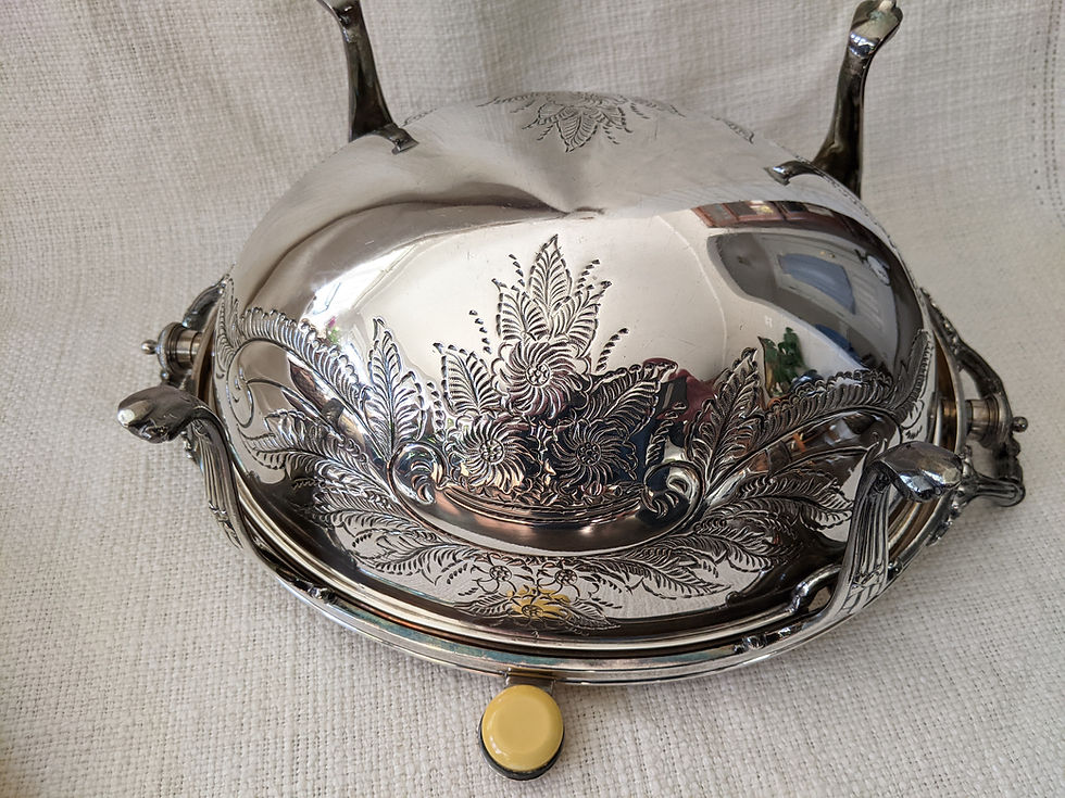 Thumbnail: Antique 1890 Mappin & Webb English Prince's Plate Silver Chafing Dish