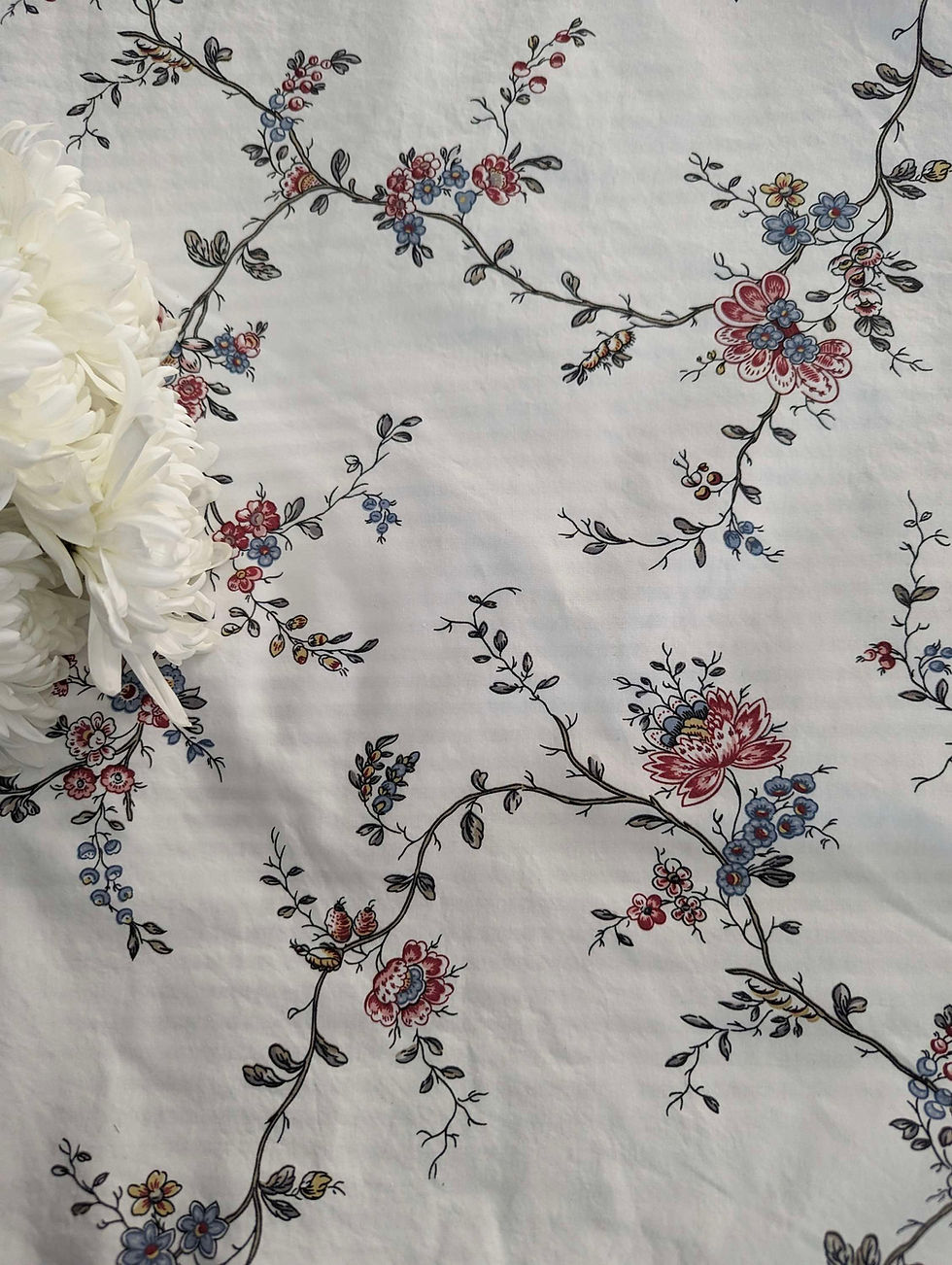 Thumbnail: Ikea Stenort Queen Full Duvet Cover Floral Ticking Stripe French Country Cotton