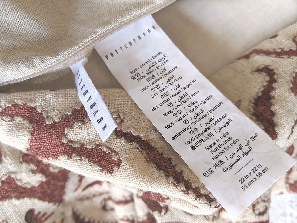 Thumbnail: Pottery Barn Linen Rust Cream Embroidered Pillow Cover 22inch