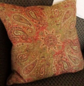 Pottery Barn Pillow Jacquard Paisley Wool Velvet 18in Square Feather Insert