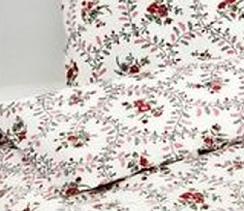 Thumbnail: IKEA Hallrot White Red Floral Twin 100% Cotton Duvet Cover Retired Pattern