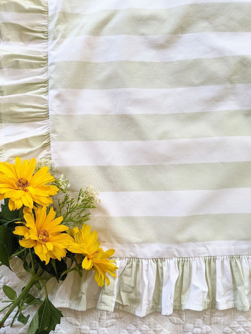 Rachel Ashwell Boudoir Pillow Cover - Green White Stripes - Cottage Shabby Chic