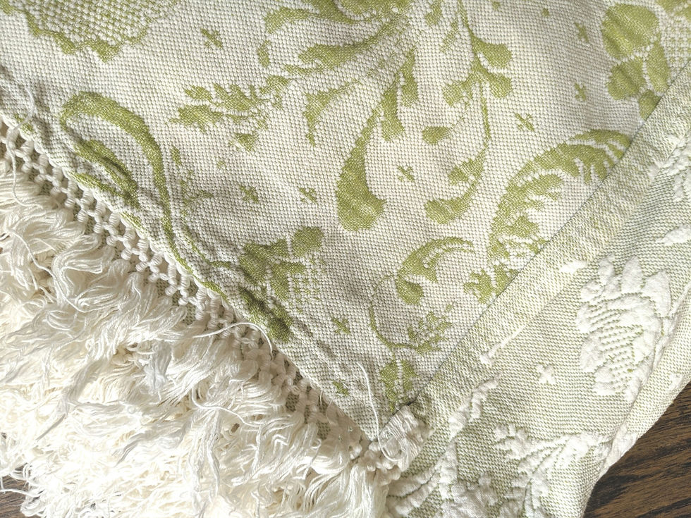 Bates Queen Elizabeth Full Bedspread White Green Cotton