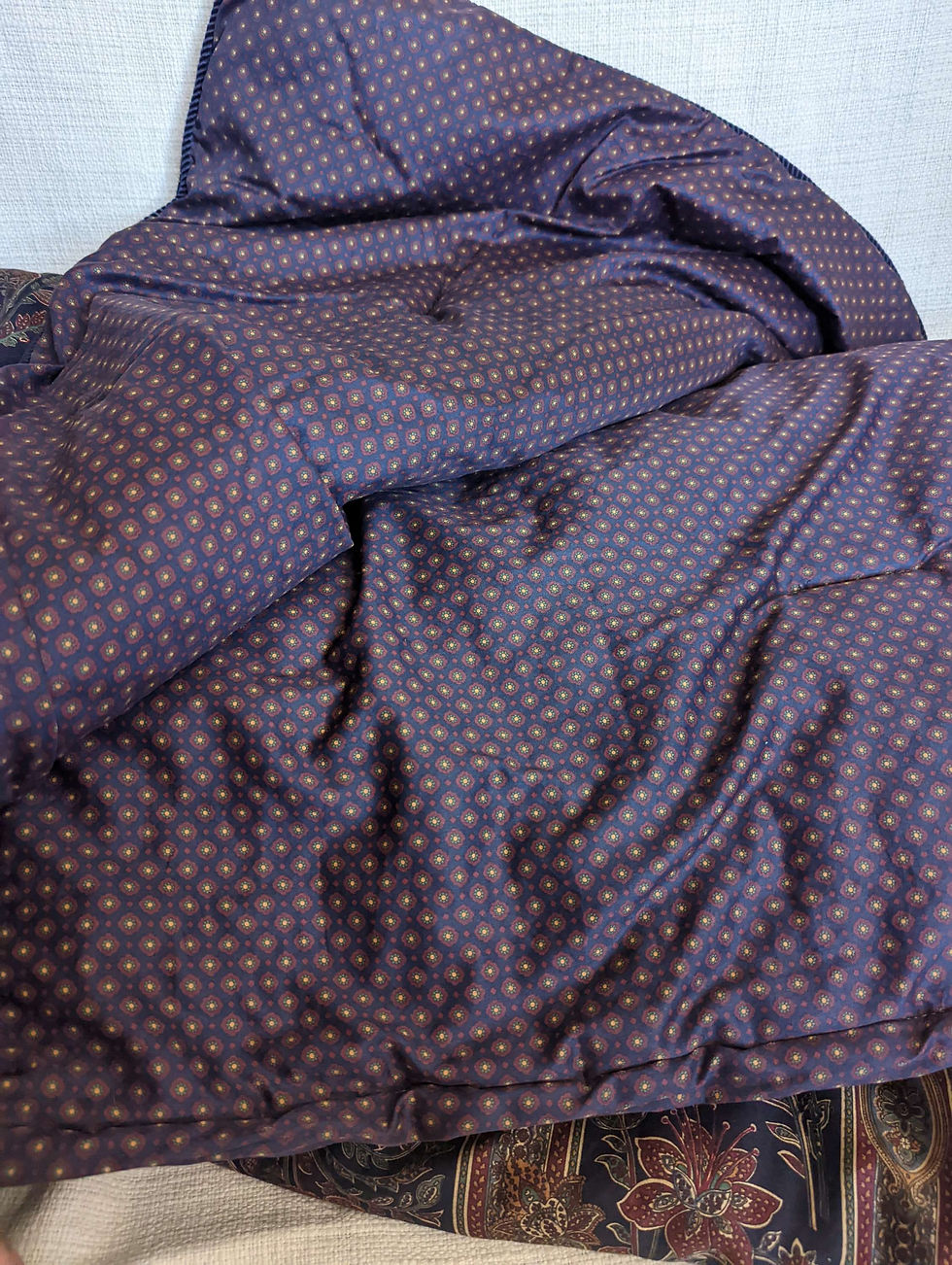 Thumbnail: Ralph Lauren Norris Twin Comforter Navy Foulard Floral Cotton