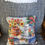 Thumbnail: Needlepoint Pillow Hand Stitched Floral Water Can 14in Navy Velvet
