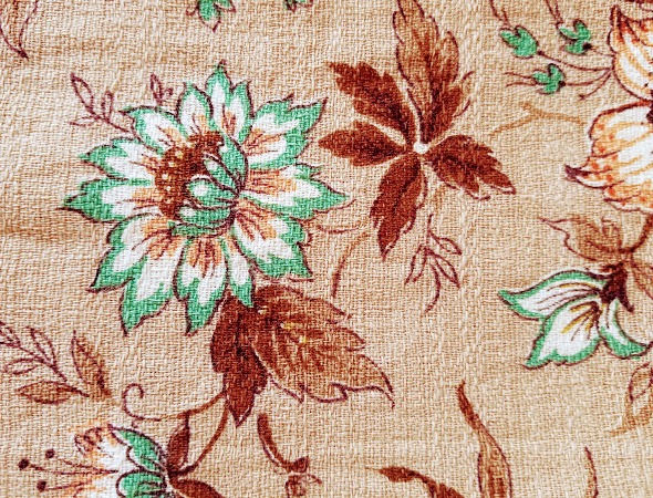 Thumbnail: Bark cloth Fabric Floral Design Cotton Vintage 70in x 40in