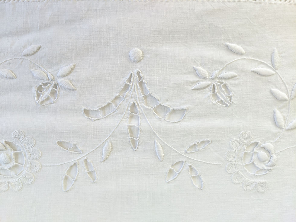Thumbnail: Vintage Pillow Cover White Layover Monogram "BM" Queen Size Embroidered