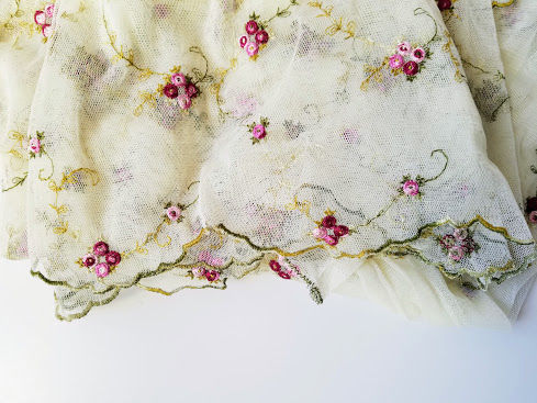 Thumbnail: Spring Blossom Sheer Embroidered Shower Curtain Cream Red Green