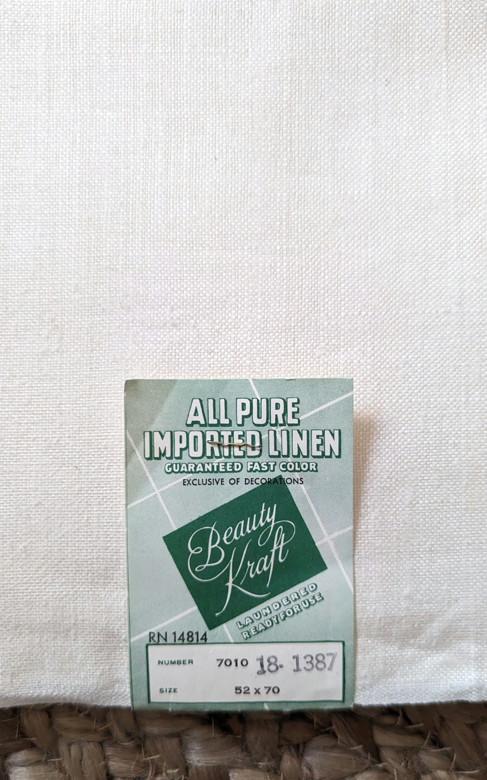 All Pure Linen Imported Beauty Kraft New Vintage 52 x 70