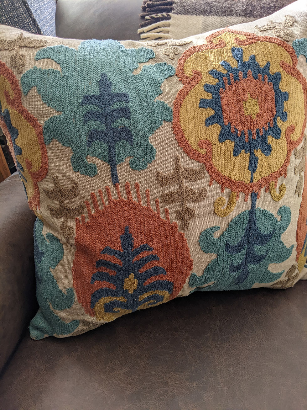 Thumbnail: Pottery Barn Crewel Floral Pillow Down Insert 20in
