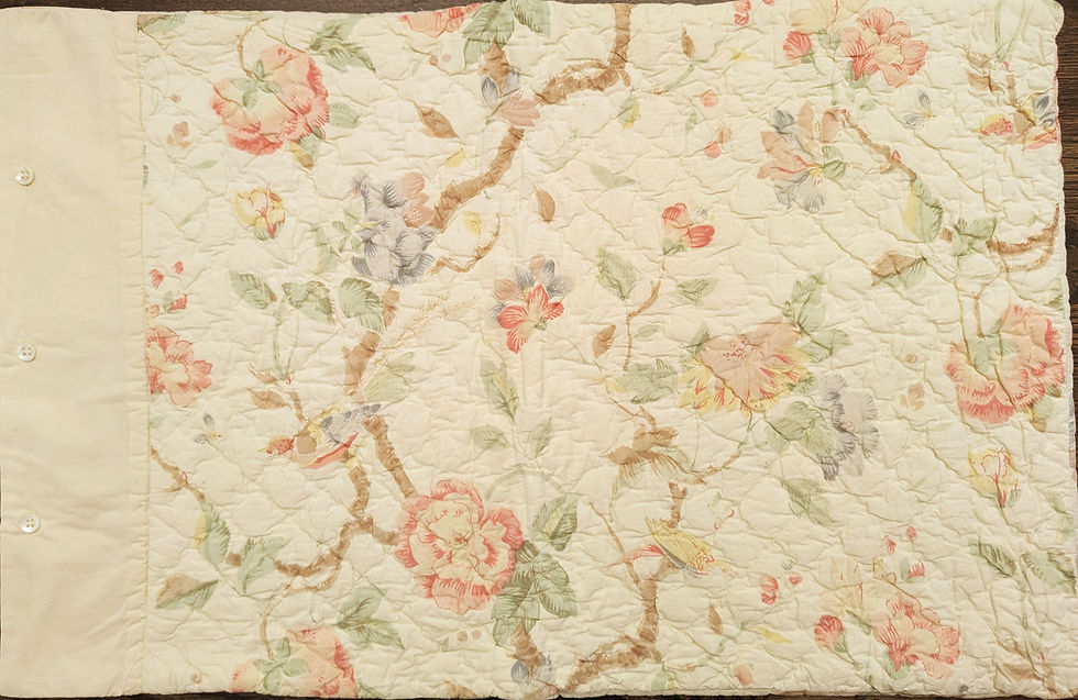 Thumbnail: Quilted Standard Sham Floral Birds Soft Colors Pink Green