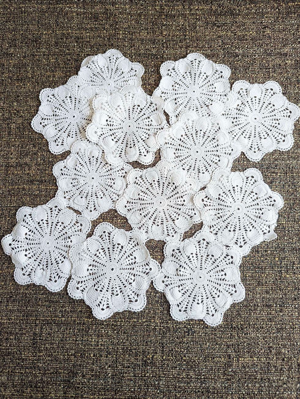 Crocheted Coasters Set of 12 Vintage Doilies Cotton 4in