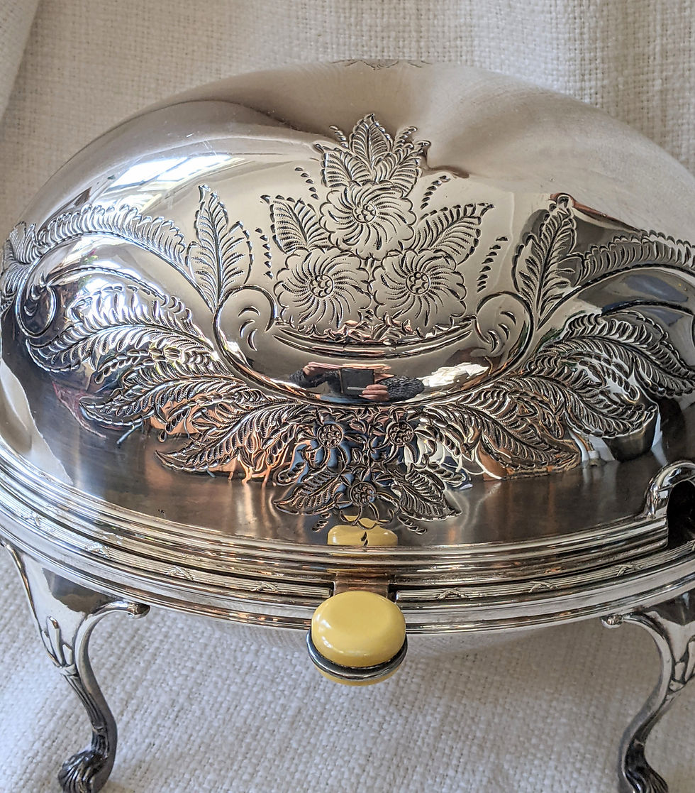 Thumbnail: Antique 1890 Mappin & Webb English Prince's Plate Silver Chafing Dish