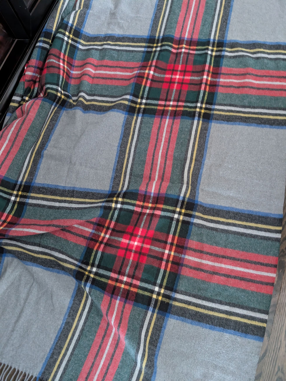 Notte Italia Tartan Plaid Throw Fringed Multicolor 53x60in