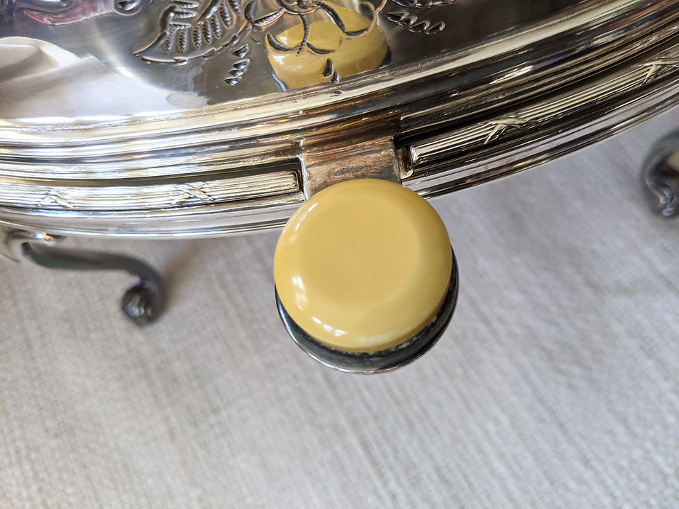 Thumbnail: Antique 1890 Mappin & Webb English Prince's Plate Silver Chafing Dish