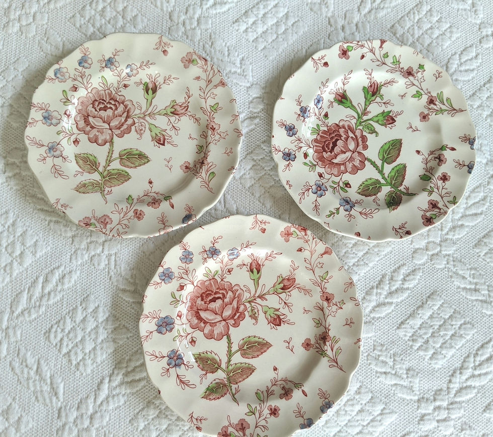 Johnson Bros. Rose Chintz Small Plates (3) Vintage Green Mark