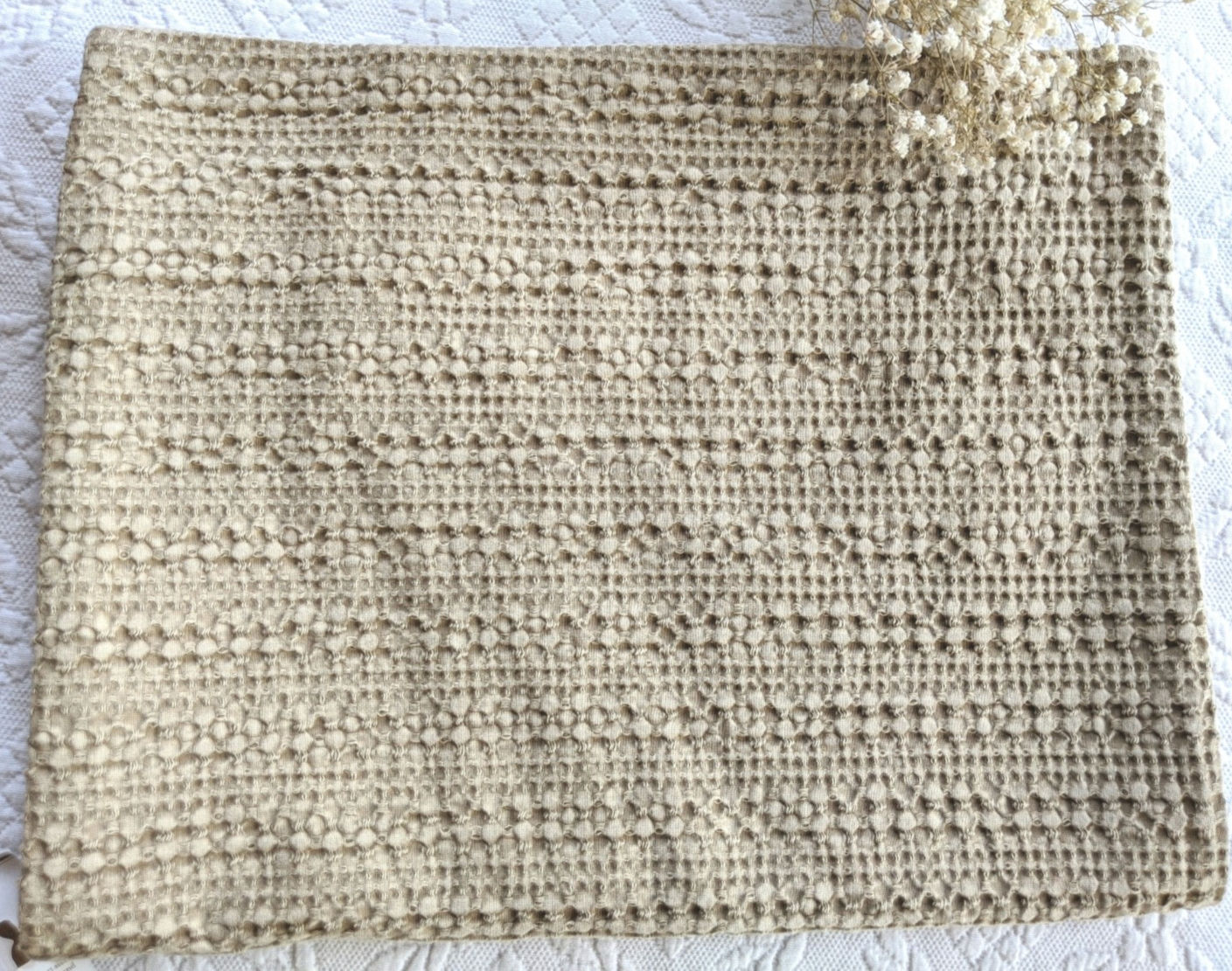 Pottery Barn Honeycomb Standard Pillow Cover Tan 26x16 New