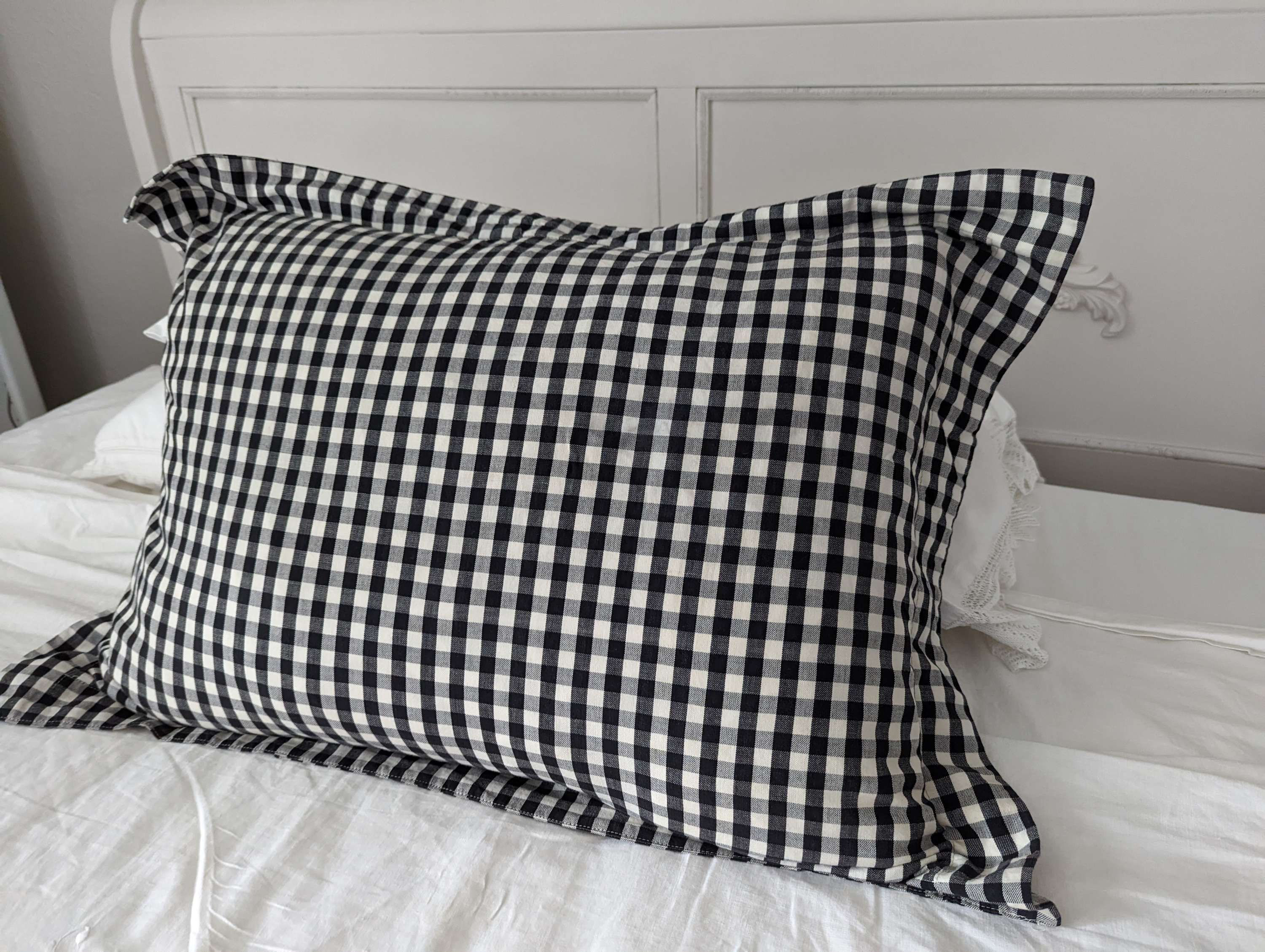 Gingham Standard Sham Pair Black White
